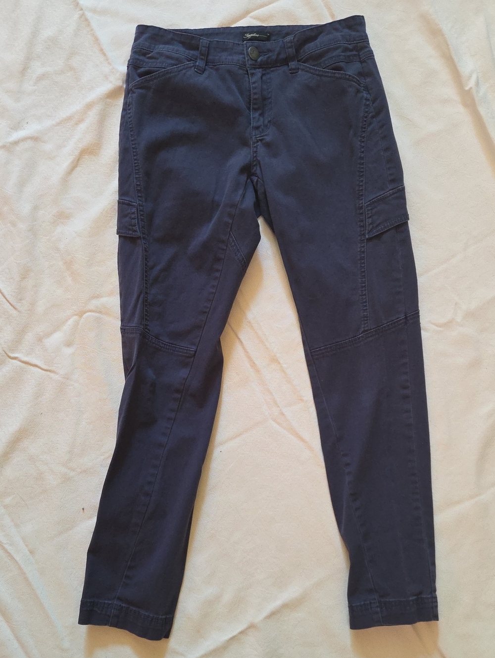 Women’s Skinny Cargo Jeans in Dark Navy - Stretch Knit Waist